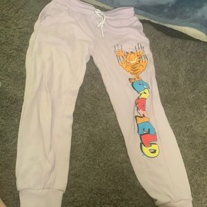 Purple Garfield sweatpants